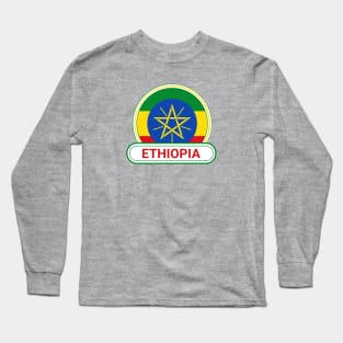 Ethiopia Country Badge - Ethiopia Flag Long Sleeve T-Shirt